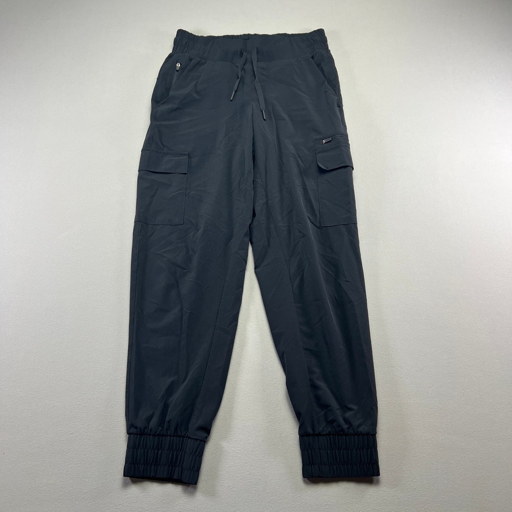 All In Motion Jogger Pants Womens Black Cargo Pockets Tapered Leg Drawstring